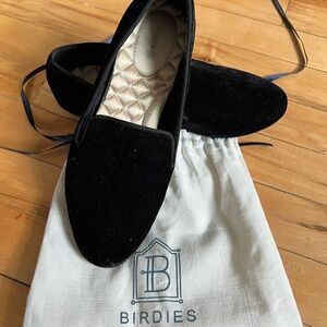 Birdies Black Velvet Slip-On Loafers